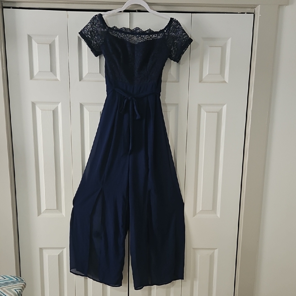 New Navy Lace Sheer Jumpsuit